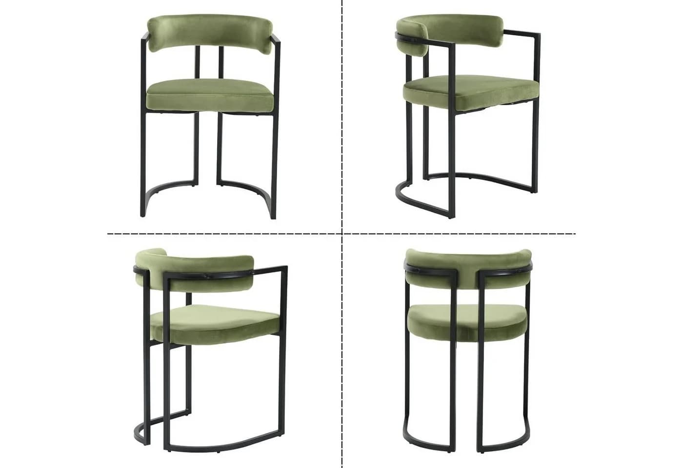 WAHSON OFFICE CHAIRS Esszimmerstuhl 2/4er Set Samt/Kunstleder/Kunstfell-Eckstühle, schwarze Metallbeine - Bild 5