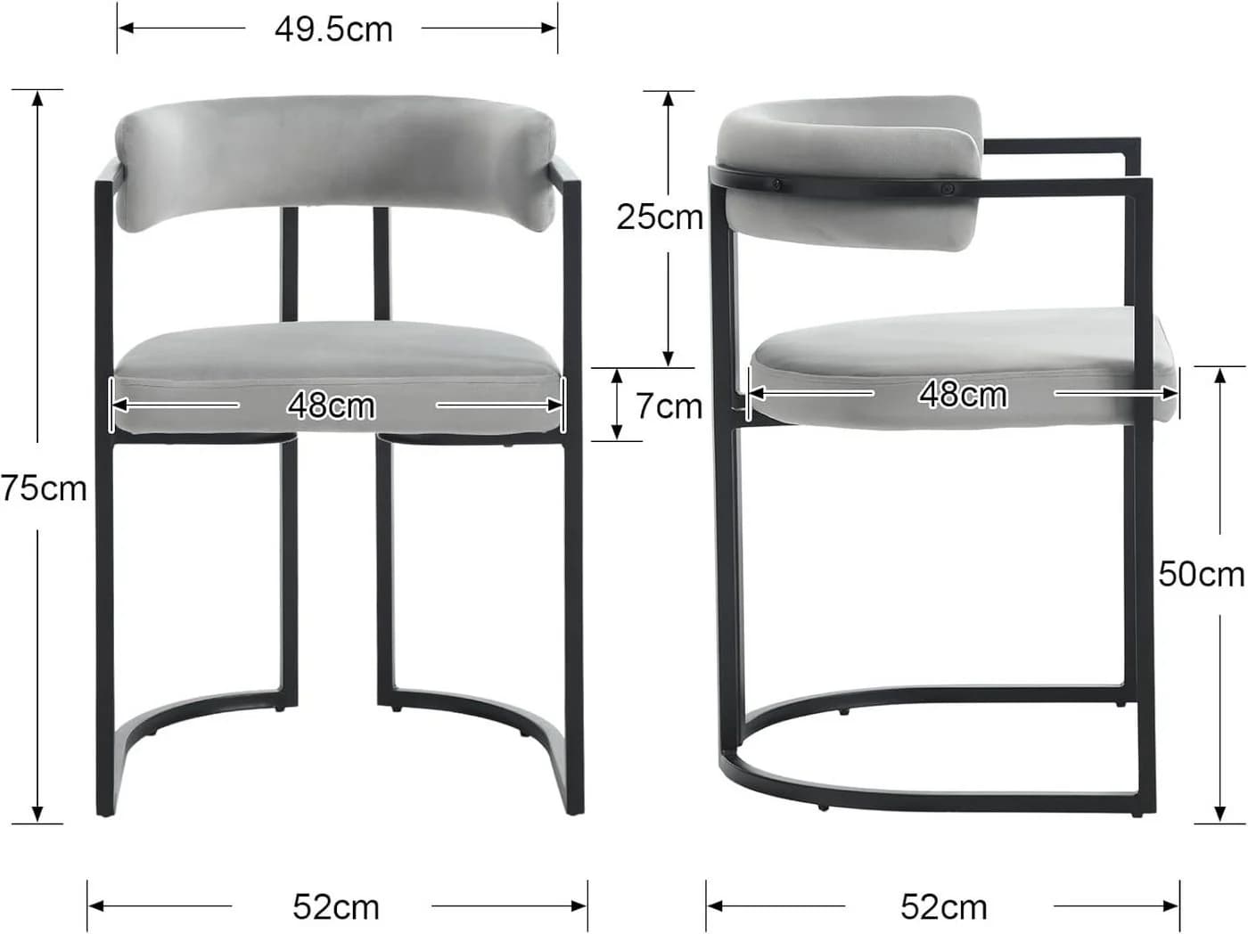 WAHSON OFFICE CHAIRS Esszimmerstuhl 2/4er Set Samt Metallbeine