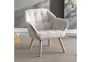 WAHSON Ohrensessel Beige Samt/Leinen Massivholz-/Metallbeine Bild 1
