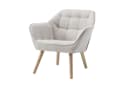 WAHSON Ohrensessel Beige Samt/Leinen Massivholz-/Metallbeine Bild 2