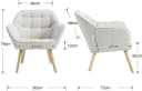 WAHSON Ohrensessel Beige Samt/Leinen Massivholz-/Metallbeine Bild 3