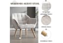 WAHSON Ohrensessel Beige Samt/Leinen Massivholz-/Metallbeine Bild 5