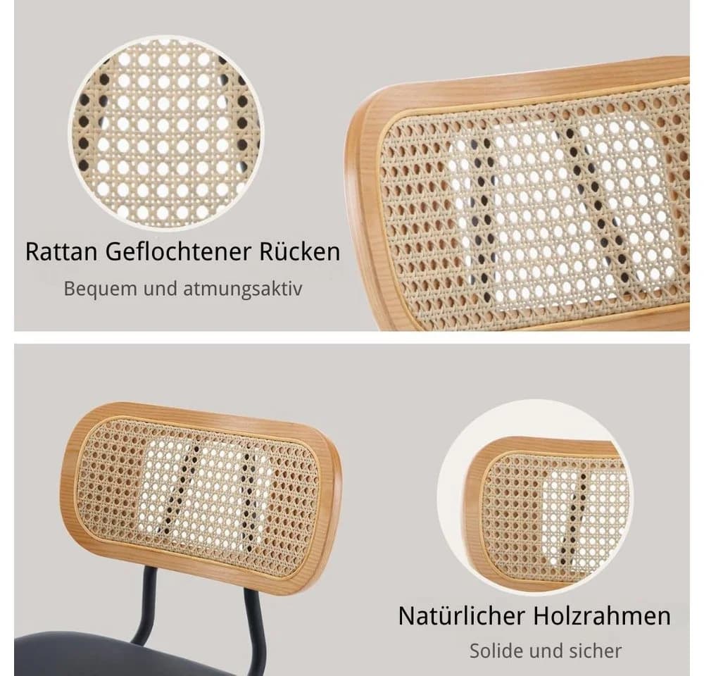 WAHSON OFFICE CHAIRS Barhocker 2er Set Schwarz Metall Kunstleder - Bild 4