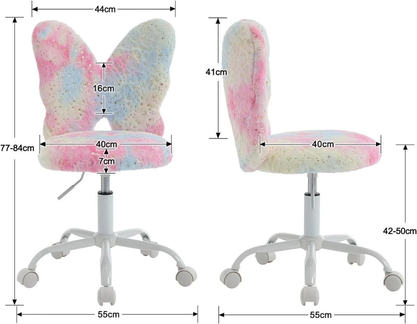 WAHSON OFFICE CHAIRS Kinderstuhl Rosa Kunstfell höhenverstellbar drehbar - Bild 3
