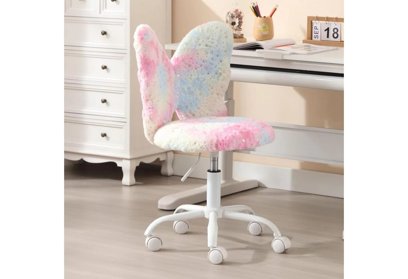 WAHSON OFFICE CHAIRS Kinderstuhl Rosa Kunstfell höhenverstellbar drehbar - Bild 5