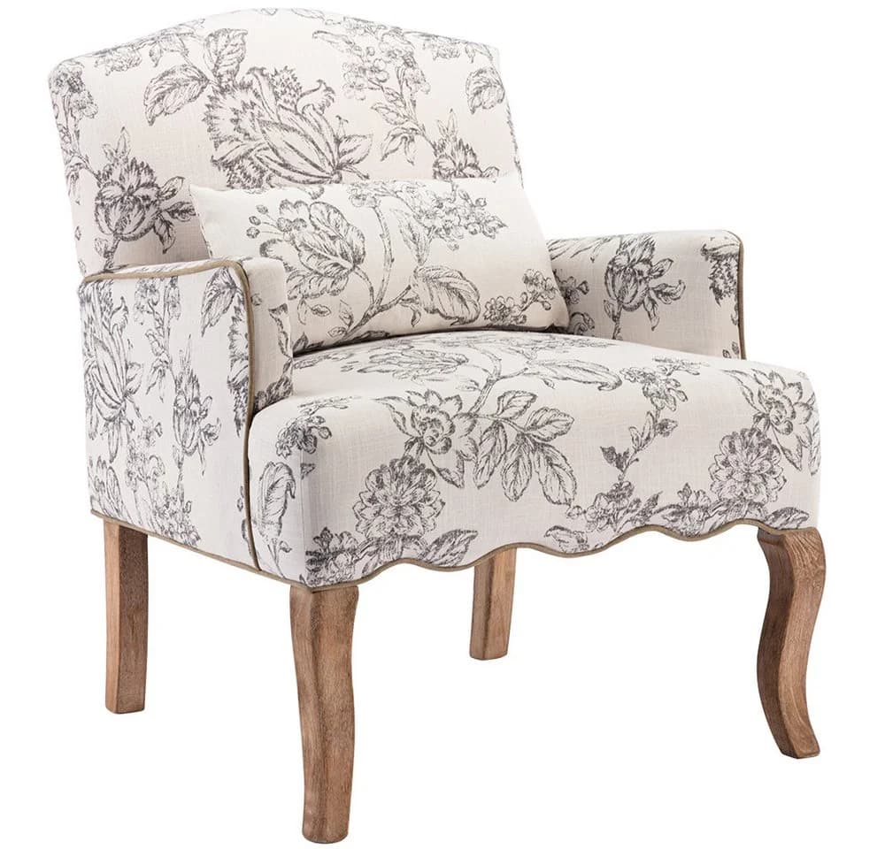 WAHSON OFFICE CHAIRS Retro Sessel aus Leinen mit Massivholzbeinen Beige - Bild 2