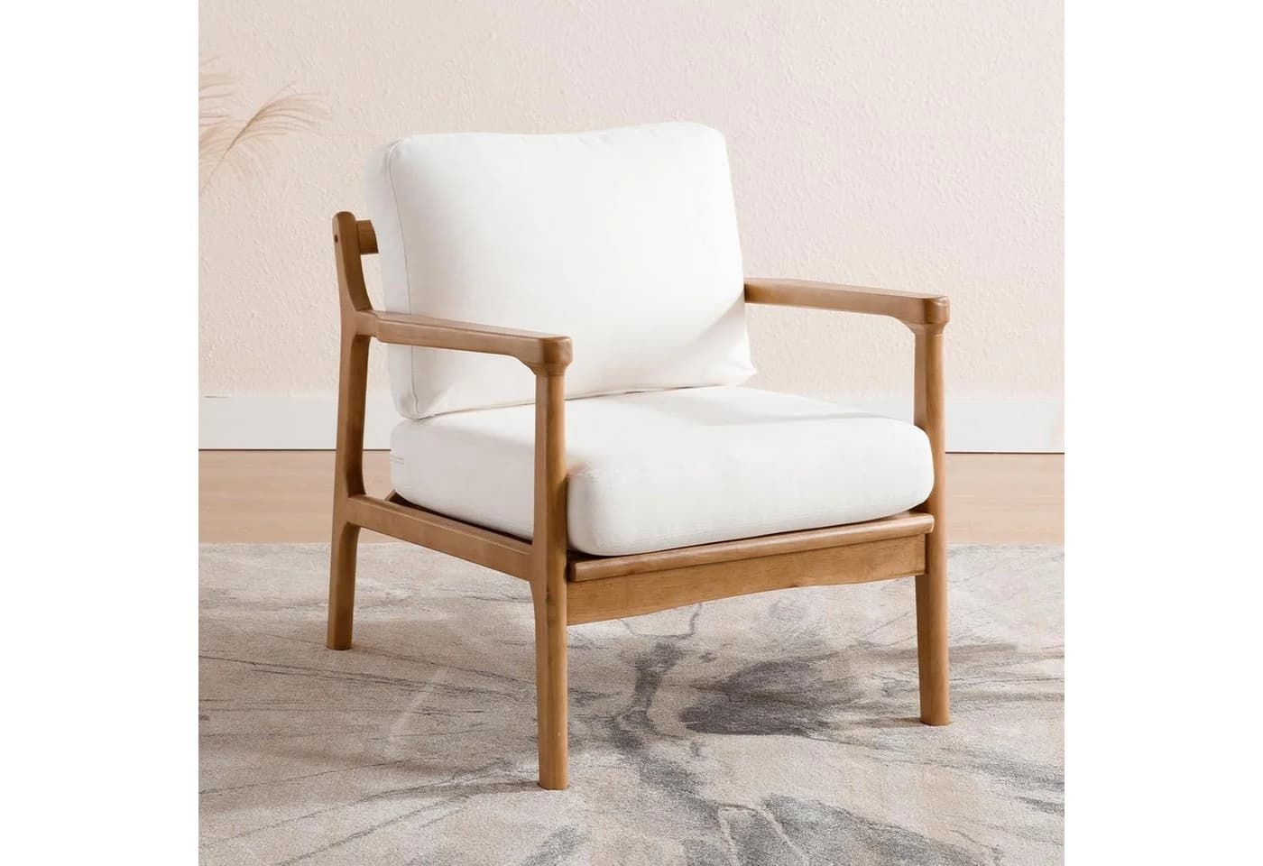 WAHSON OFFICE CHAIRS Loungesessel Vintage Holzgestell Beige
