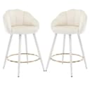 WAHSON Barhocker Samt Bistrohocker 2/4er Set Tresenhocker mit Lehne Beige Bild 2