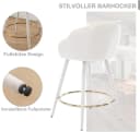 WAHSON Barhocker Samt Bistrohocker 2/4er Set Tresenhocker mit Lehne Beige Bild 3