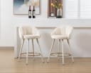 WAHSON Barhocker Samt Bistrohocker 2/4er Set Tresenhocker mit Lehne Beige Bild 5