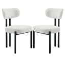 WAHSON OFFICE CHAIRS Esszimmerstuhl 2er Set Weiß Teddystoff Metallbeine Bild 2