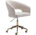 WAHSON OFFICE CHAIRS Bürostuhl aus Chenille, ergonomisch Drehstuhl mit Rollen Beige Bild 2