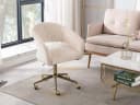 WAHSON OFFICE CHAIRS Bürostuhl aus Chenille, ergonomisch Drehstuhl mit Rollen Beige Bild 3