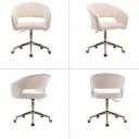 WAHSON OFFICE CHAIRS Bürostuhl aus Chenille, ergonomisch Drehstuhl mit Rollen Beige Bild 5