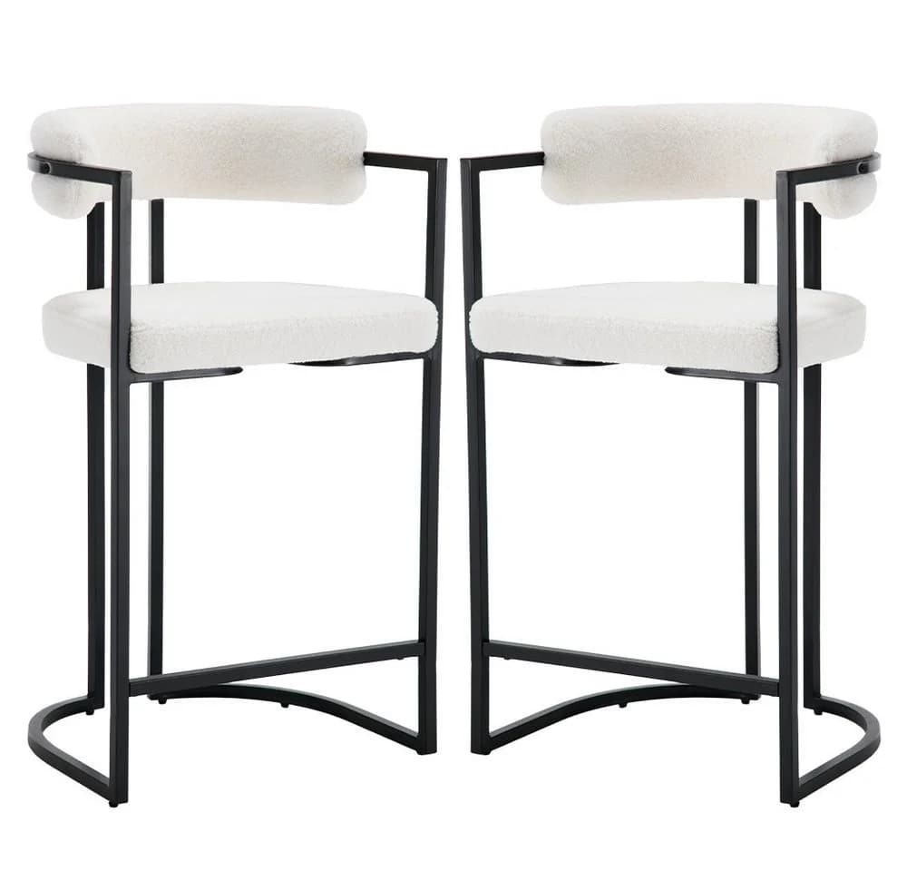 WAHSON OFFICE CHAIRS Barhocker 2er Set Samt Metallbeine - Bild 2