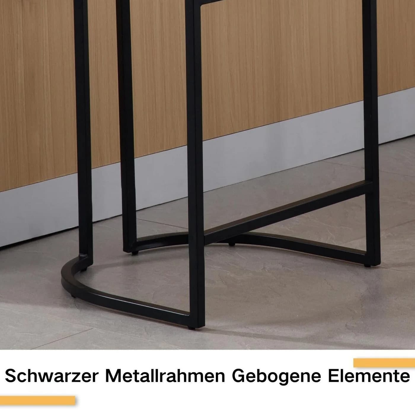 WAHSON OFFICE CHAIRS Barhocker 2er Set Samt Metallbeine - Bild 4