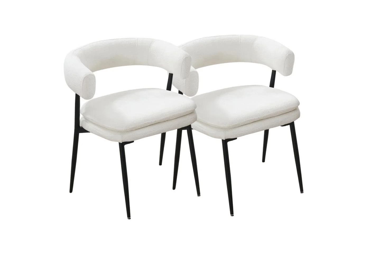 WAHSON Esszimmerstuhl 2er Set Chenille-Polsterstühle Weiß - Bild 2