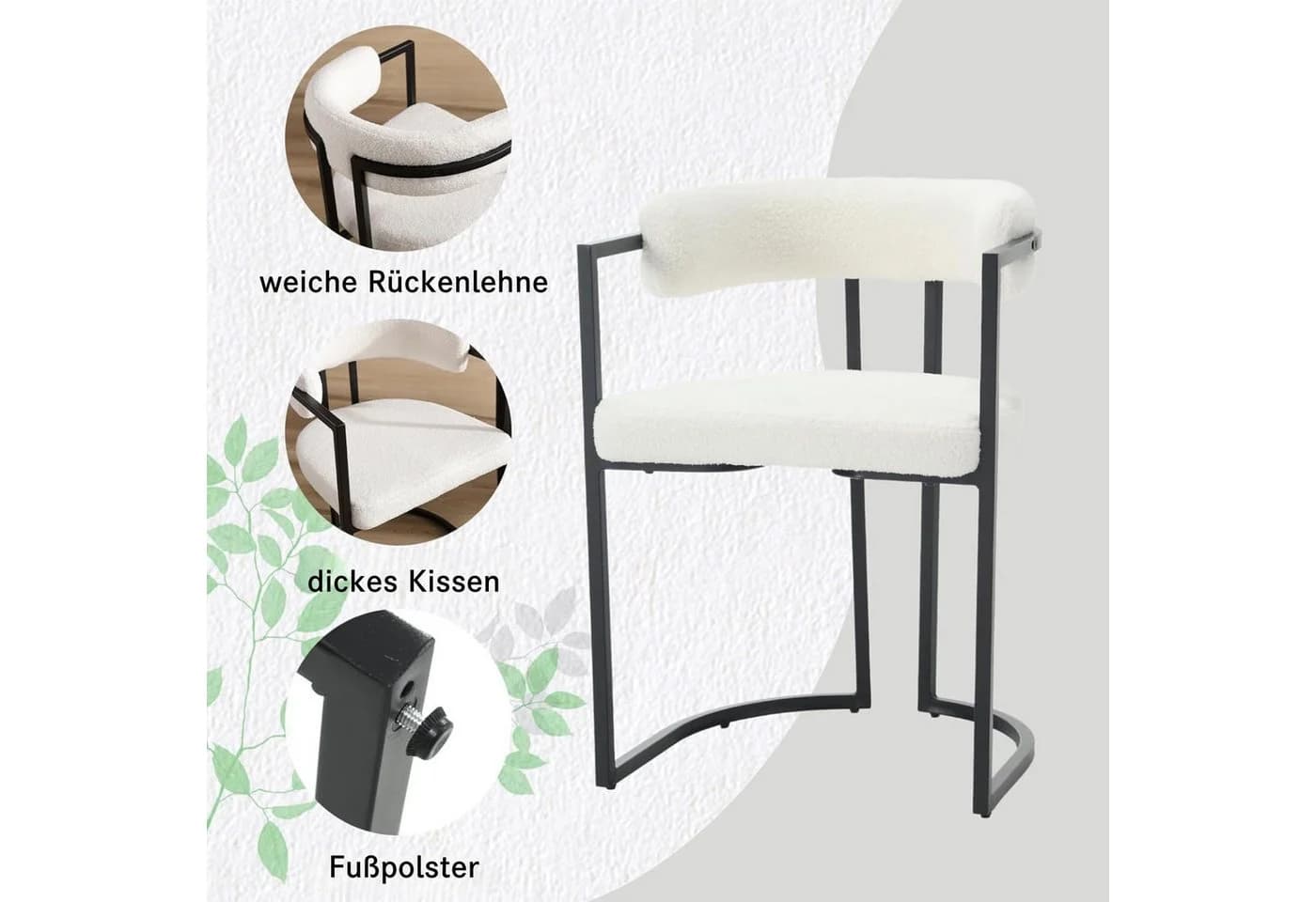 WAHSON OFFICE CHAIRS Esszimmerstuhl 2er Set Samt Metallbeine - Bild 3