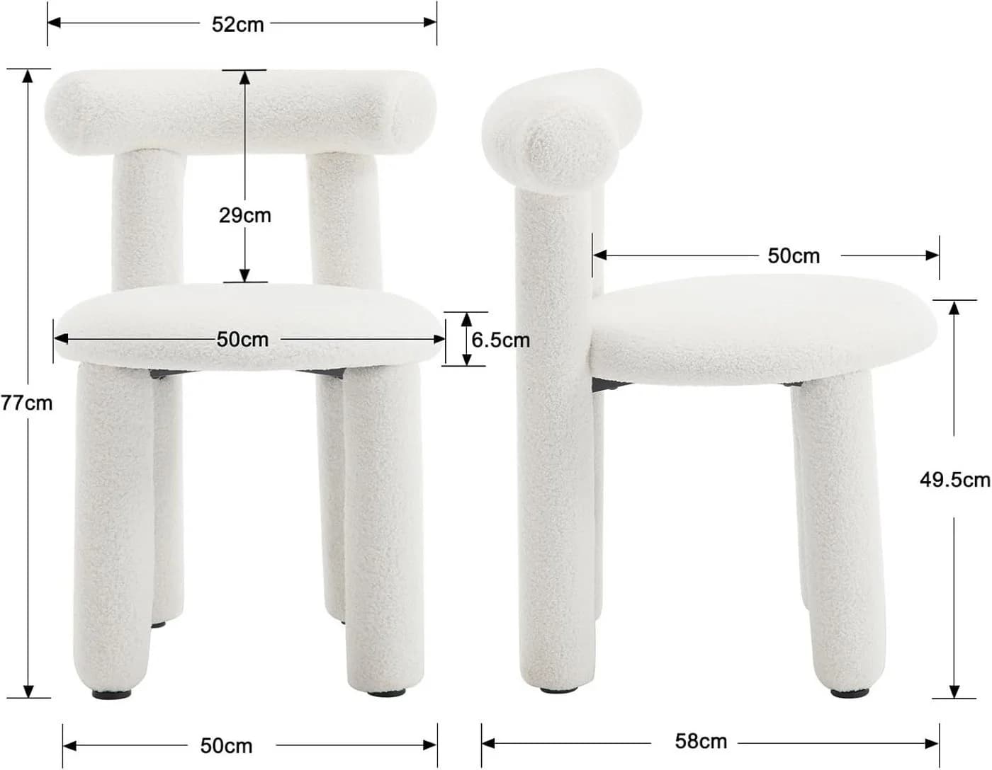 WAHSON OFFICE CHAIRS Esszimmerstuhl 2er Set Modern Weiß - Bild 3