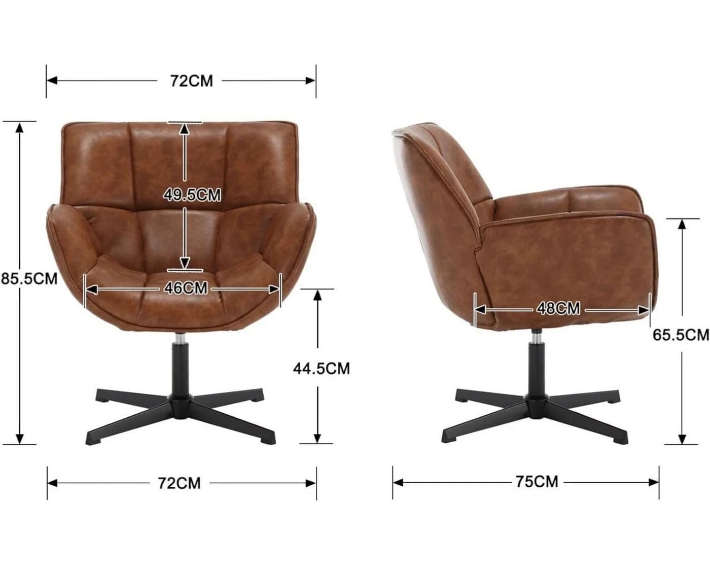 WAHSON OFFICE CHAIRS Loungesessel Armlehnstuhl PU-Leder - Bild 3