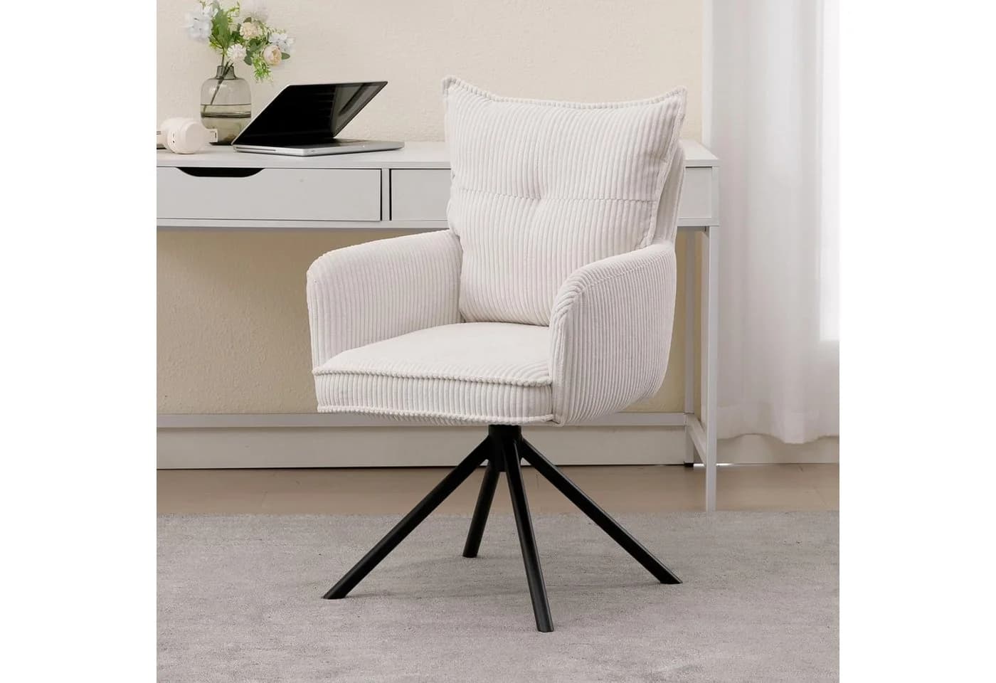 WAHSON OFFICE CHAIRS Bürostuhl Kordsamt Schwarz Ergonomisch 360°