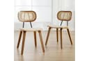 WAHSON OFFICE CHAIRS Esszimmerstuhl 2er Set Beige PU-Leder Rattan Holz Bild 1
