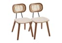 WAHSON OFFICE CHAIRS Esszimmerstuhl 2er Set Beige PU-Leder Rattan Holz Bild 2