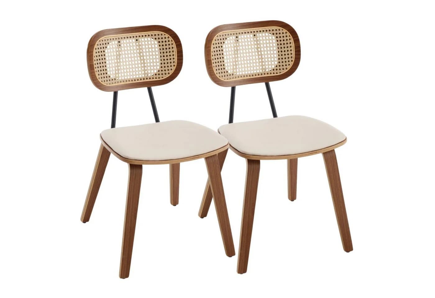WAHSON OFFICE CHAIRS Esszimmerstuhl 2er Set Beige PU-Leder Rattan Holz - Bild 2
