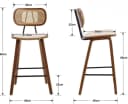 WAHSON Barhocker 2er Rattan PU-Leder Holzbeine Küchen/Wohnzimmer Bild 3