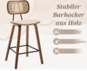 WAHSON Barhocker 2er Rattan PU-Leder Holzbeine Küchen/Wohnzimmer Bild 4