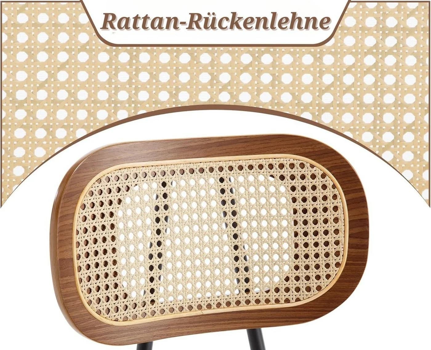 WAHSON Barhocker 2er Rattan PU-Leder Holzbeine Küchen/Wohnzimmer - Bild 5