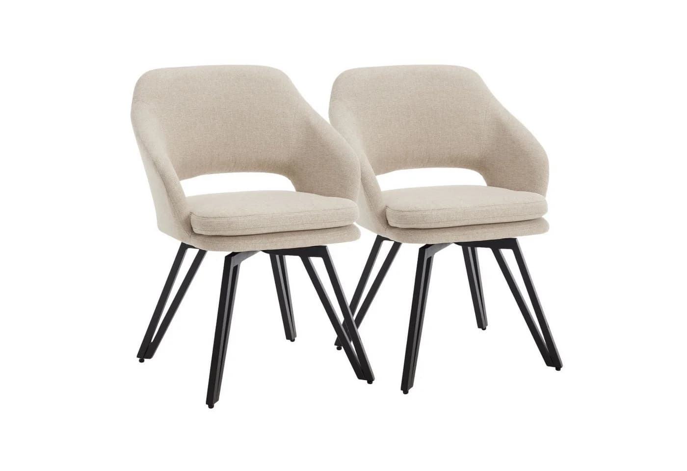 WAHSON Esszimmerstuhl 2er Set Leinen Beige mit Metallbeinen - Bild 2