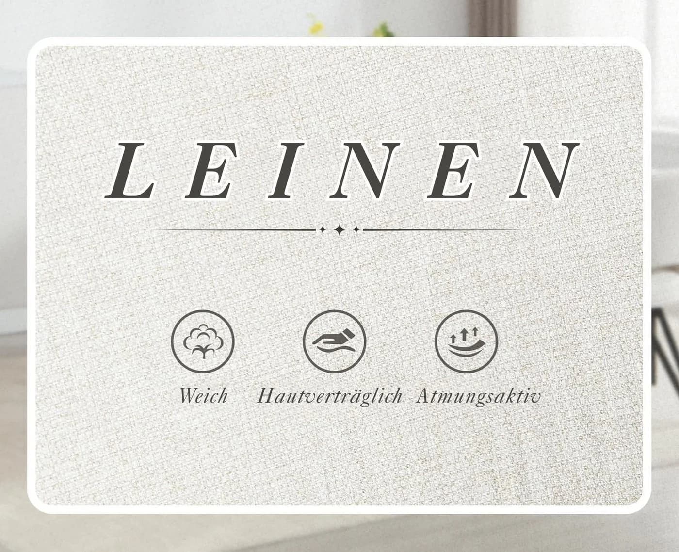 WAHSON Esszimmerstuhl 2er Set Leinen Beige mit Metallbeinen - Bild 5