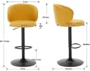 WAHSON Barhocker Leinen Gelb Höhenverstellbar Drehbar (2 St) Bild 1
