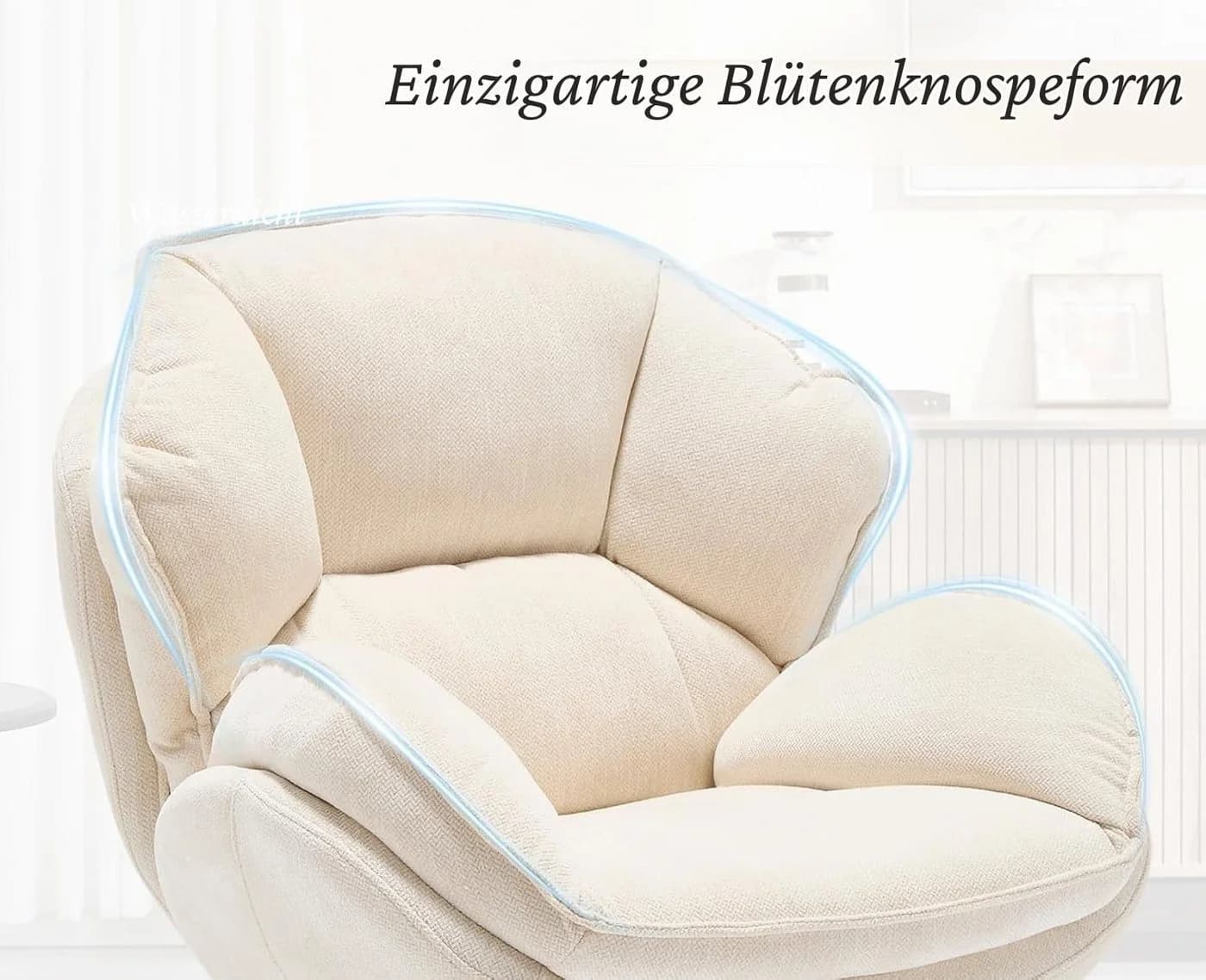 WAHSON OFFICE CHAIRS Loungesessel Modern Chenille/PU Weiß - Bild 4