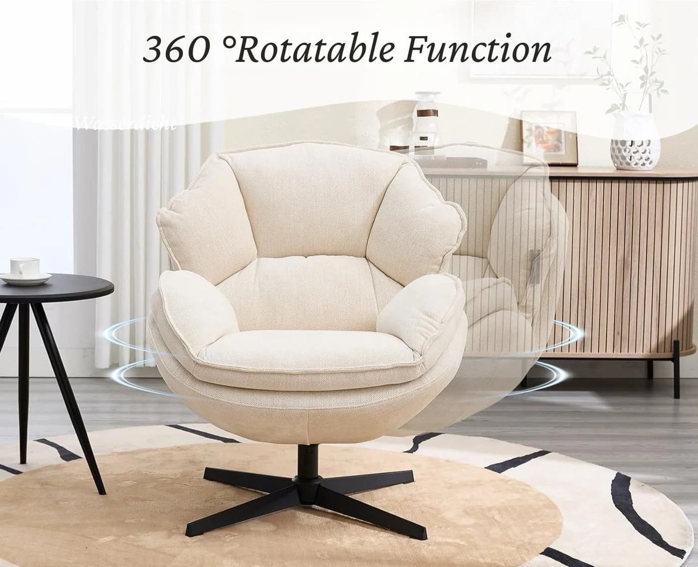WAHSON OFFICE CHAIRS Loungesessel Modern Chenille/PU Weiß - Bild 5