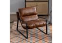 WAHSON Loungesessel Moderner PU-Leder/Chenille Ohrensessel Braun Bild 1
