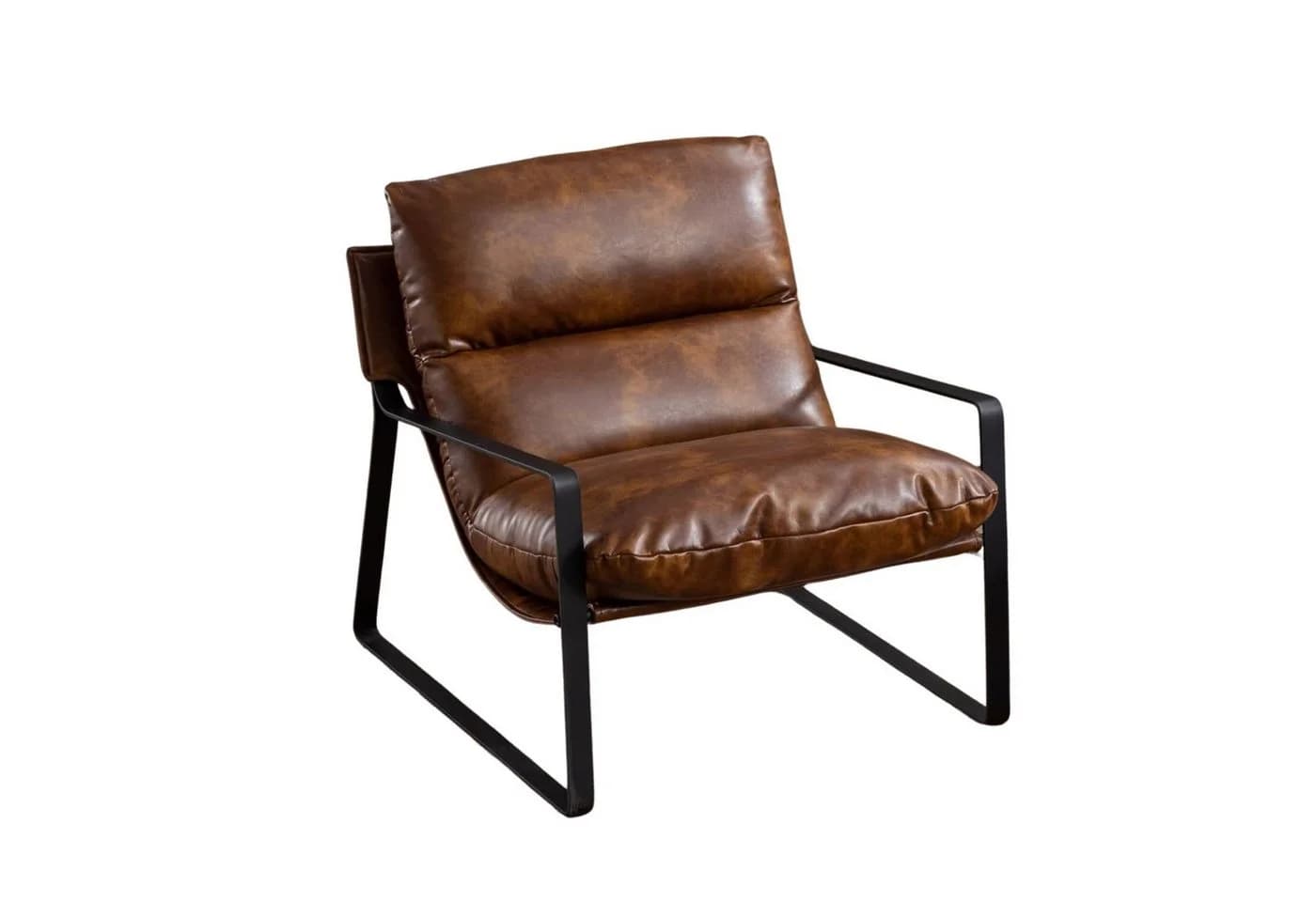 WAHSON Loungesessel Moderner PU-Leder/Chenille Ohrensessel Braun - Bild 2
