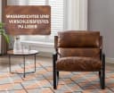 WAHSON Loungesessel Moderner PU-Leder/Chenille Ohrensessel Braun Bild 4