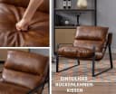 WAHSON Loungesessel Moderner PU-Leder/Chenille Ohrensessel Braun Bild 5