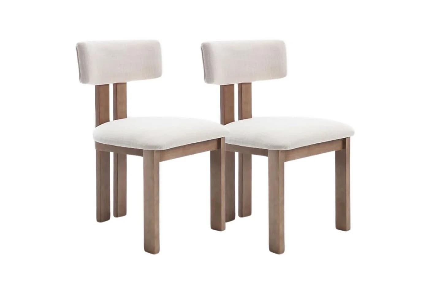WAHSON Esszimmerstuhl 2er Set Retro Leinen/Samt Beige - Bild 2