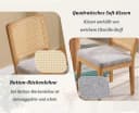 WAHSON Esszimmerstuhl 2er Set Chenille Grau Rattan-Rückenlehne Bild 4