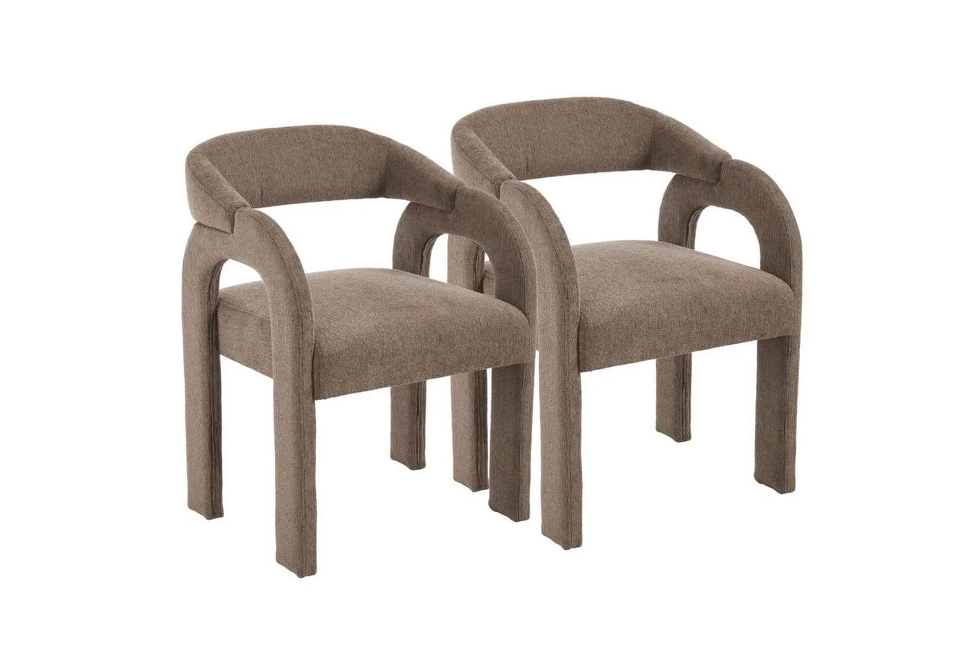 WAHSON Esszimmerstuhl 2er Set Chenille Schwunglehne Armlehnen - Bild 2