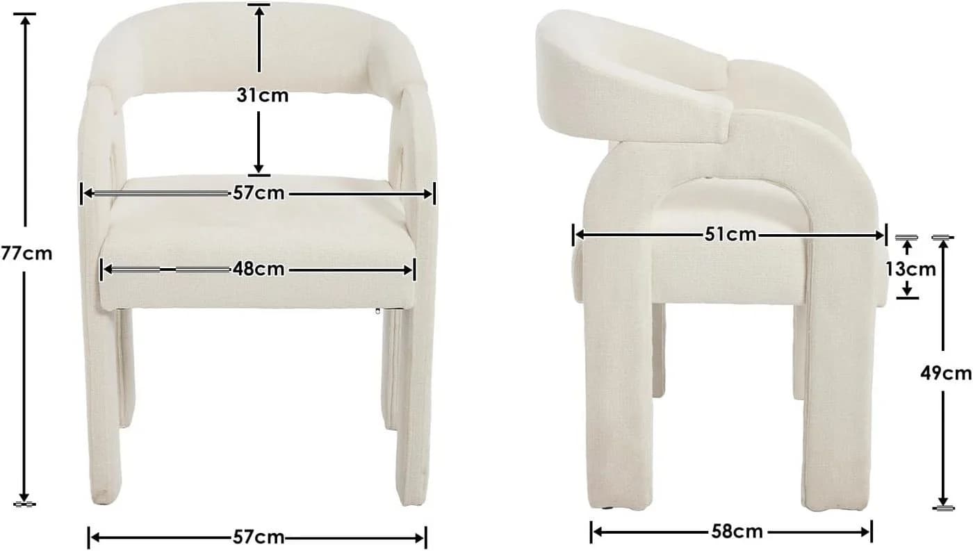 WAHSON Esszimmerstuhl 4er Set Chenille Schwunglehne Armlehnen - Bild 3