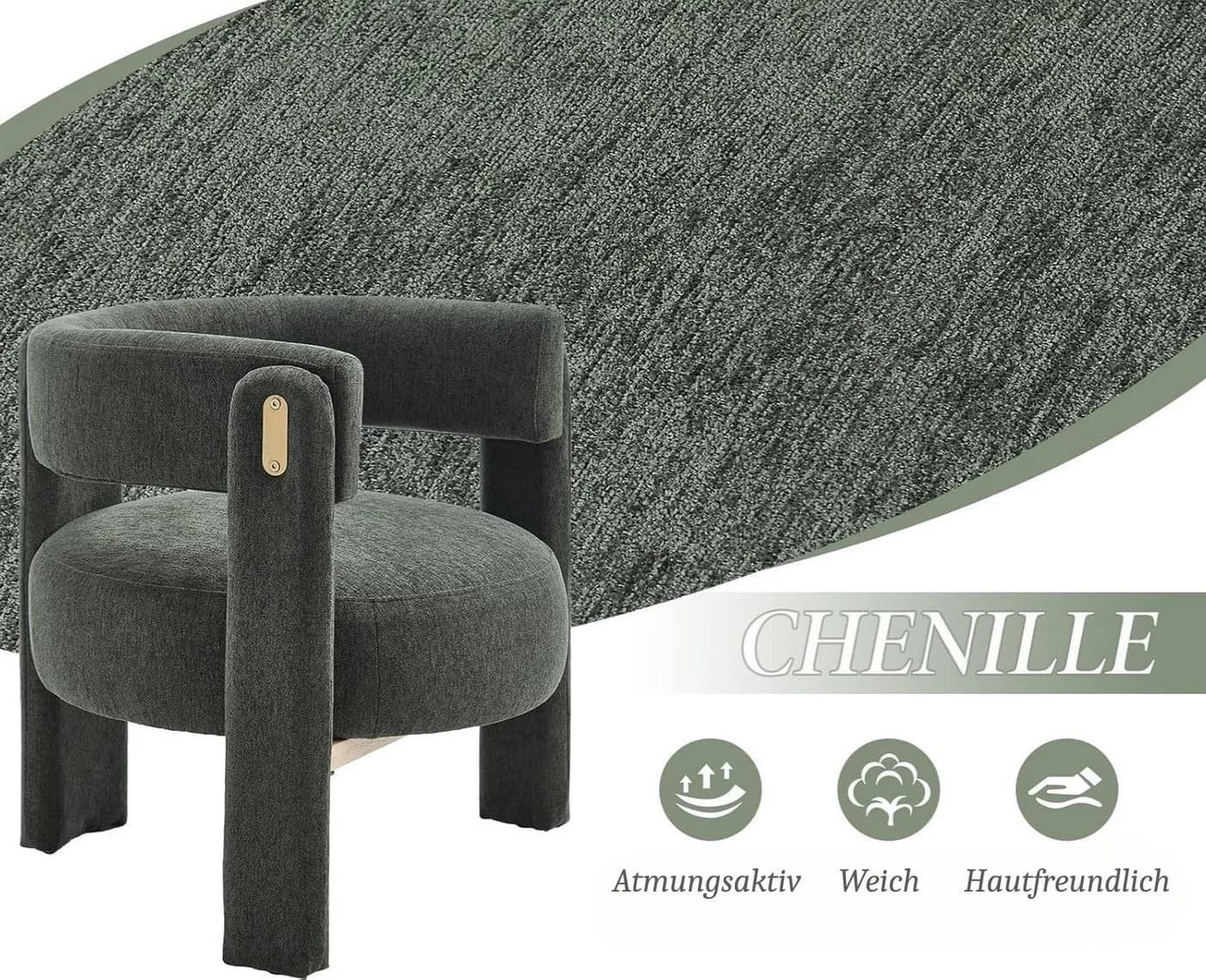 WAHSON OFFICE CHAIRS Ohrensessel Modern Grün Chenille - Bild 4