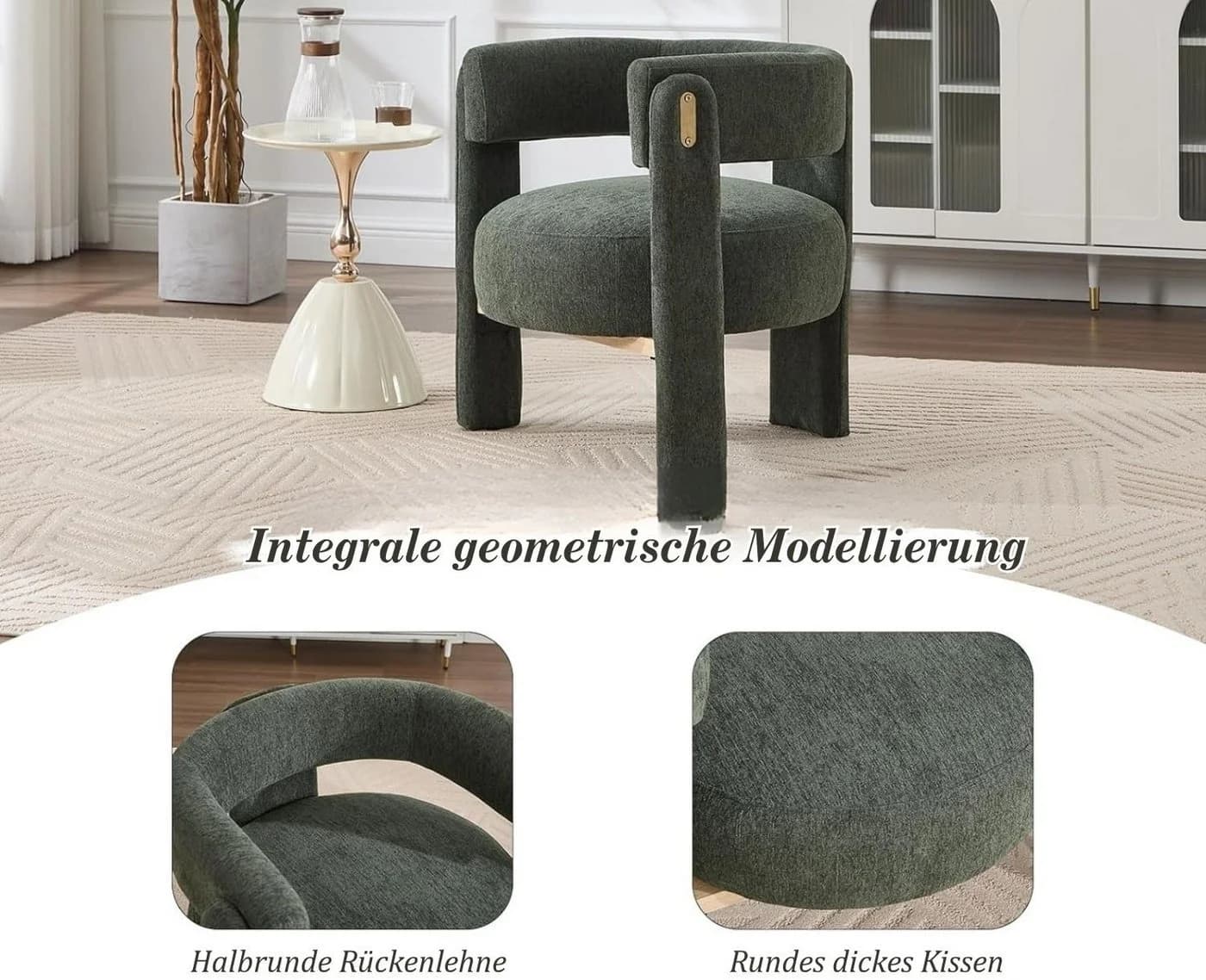 WAHSON OFFICE CHAIRS Ohrensessel Modern Grün Chenille - Bild 5