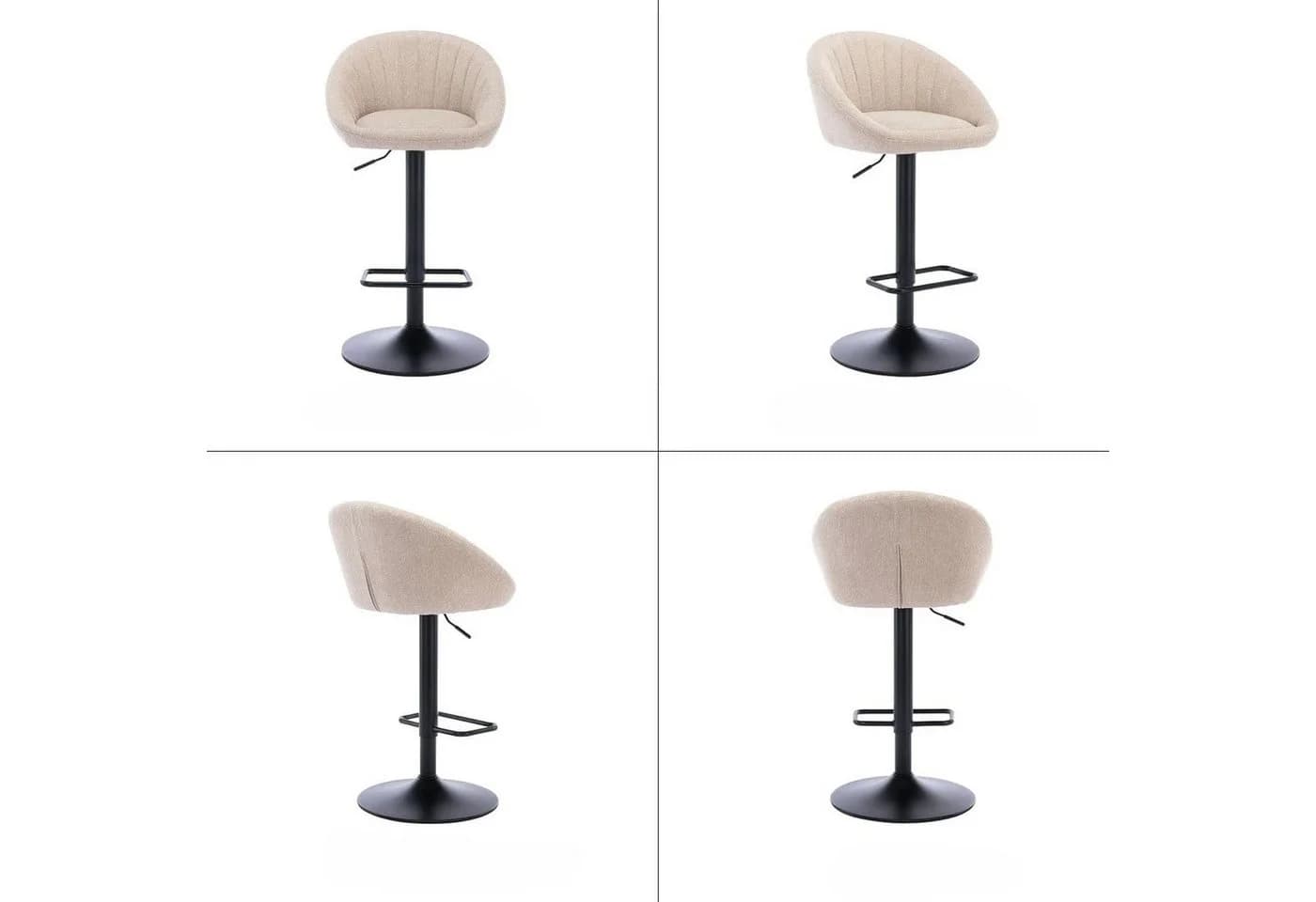 CHAIRUS Barhocker 2er Set Beige Drehhocker mit Rückenlehne - Bild 4