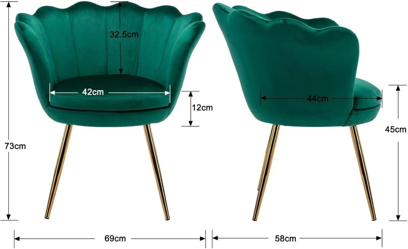 CHAIRUS Sessel Relaxsessel Grün Samt Goldfuß Blumenform