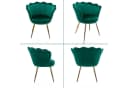 CHAIRUS Sessel Relaxsessel Grün Samt Goldfuß Blumenform Bild 4