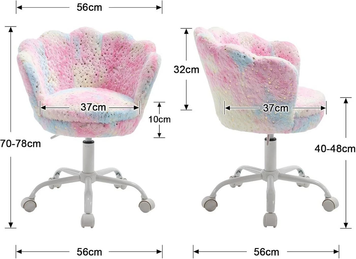 WAHSON OFFICE CHAIRS Kinder-Drehstuhl Samt/Kunstfell Blütenblatt-Design - Bild 3